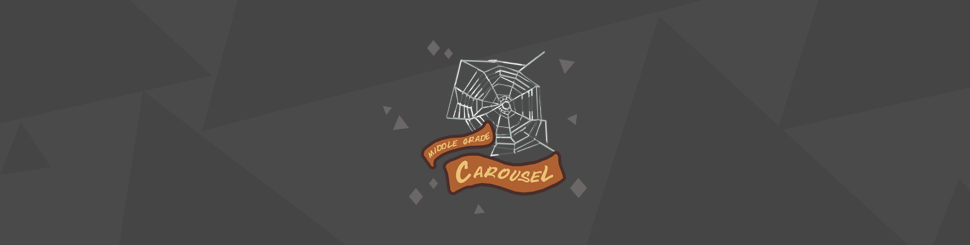 Header for October 2018: Spooky Stories features the Middle Grade Carousel banner and a spider web.