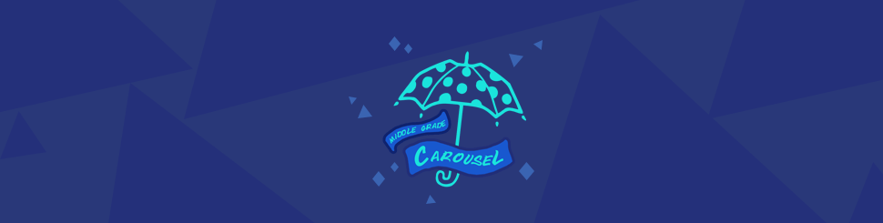 Header for November 2018: Blue features the Middle Grade Carousel banner and an umbrella.