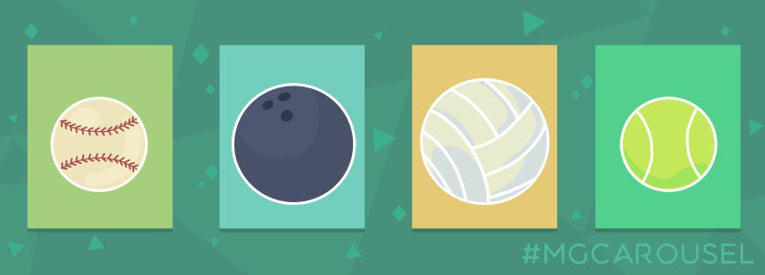 Bookmark for September 2019 features illustrations of sports balls, including a baseball, bowling ball, volleyball, and tennis ball.