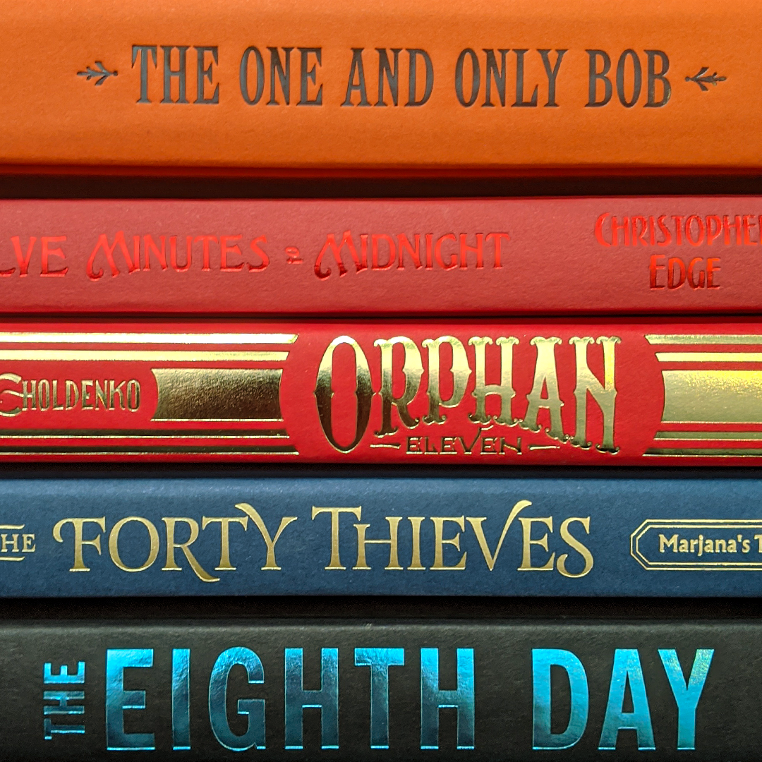 Bookstagram photo featuring The One and Only Bob by Katherine Applegate; Twelve Minutes to Midnight by Christopher Edge; Orphan Eleven by Gennifer Choldenko; The Forty Thieves: Marjana's Tale by Christy Lenzi; and The Eighth Day by Dianne K Salerni