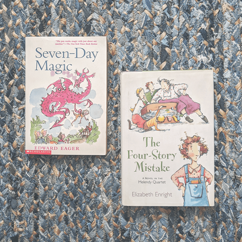 Bookstagram photo featuring Seven-Day Magic by Edward Eager & The Four-Story Mistake by Elizabeth Enright