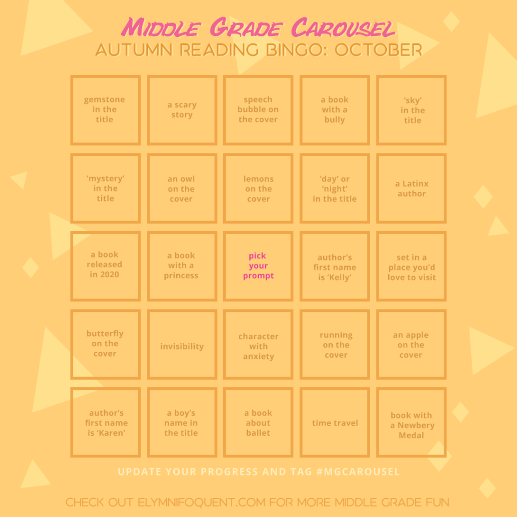 Autumn Reading Bingo card for October at Middle Grade Carousel