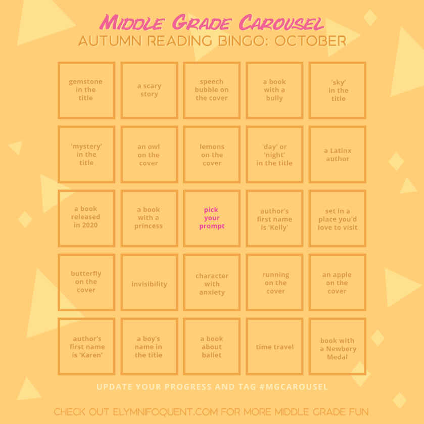 Autumn Reading Bingo card for October at Middle Grade Carousel