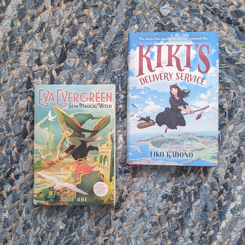 Bookstagram photo featuring Eva Evergreen, Semi-Magical Witch by Julie Abe and Kiki's Delivery Service by Eiko Kadono
