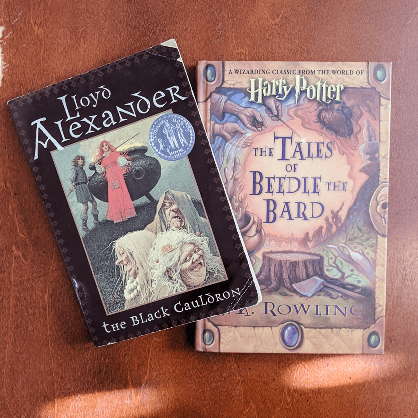 Bookstagram photo featuring The Black Cauldron by Lloyd Alexander & The Tales of Beedle the Bard by J.K. Rowling