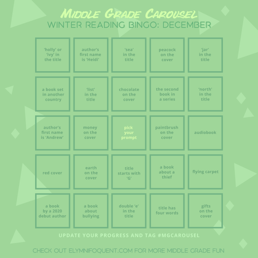 Winter Reading Bingo card for December at Middle Grade Carousel