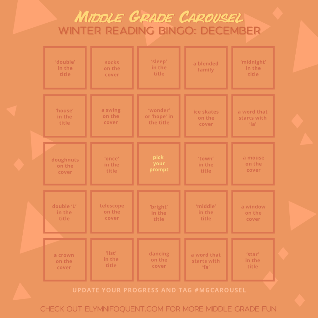 Winter Reading Bingo card for December at Middle Grade Carousel.