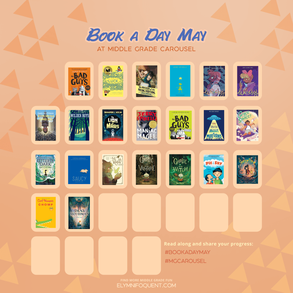CJ's Book A Day May reading calendar from May 1 - 22