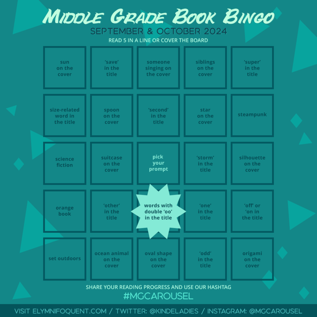 Middle Grade Book Bingo card highlighting Square D3: words with double 'oo' in the title.